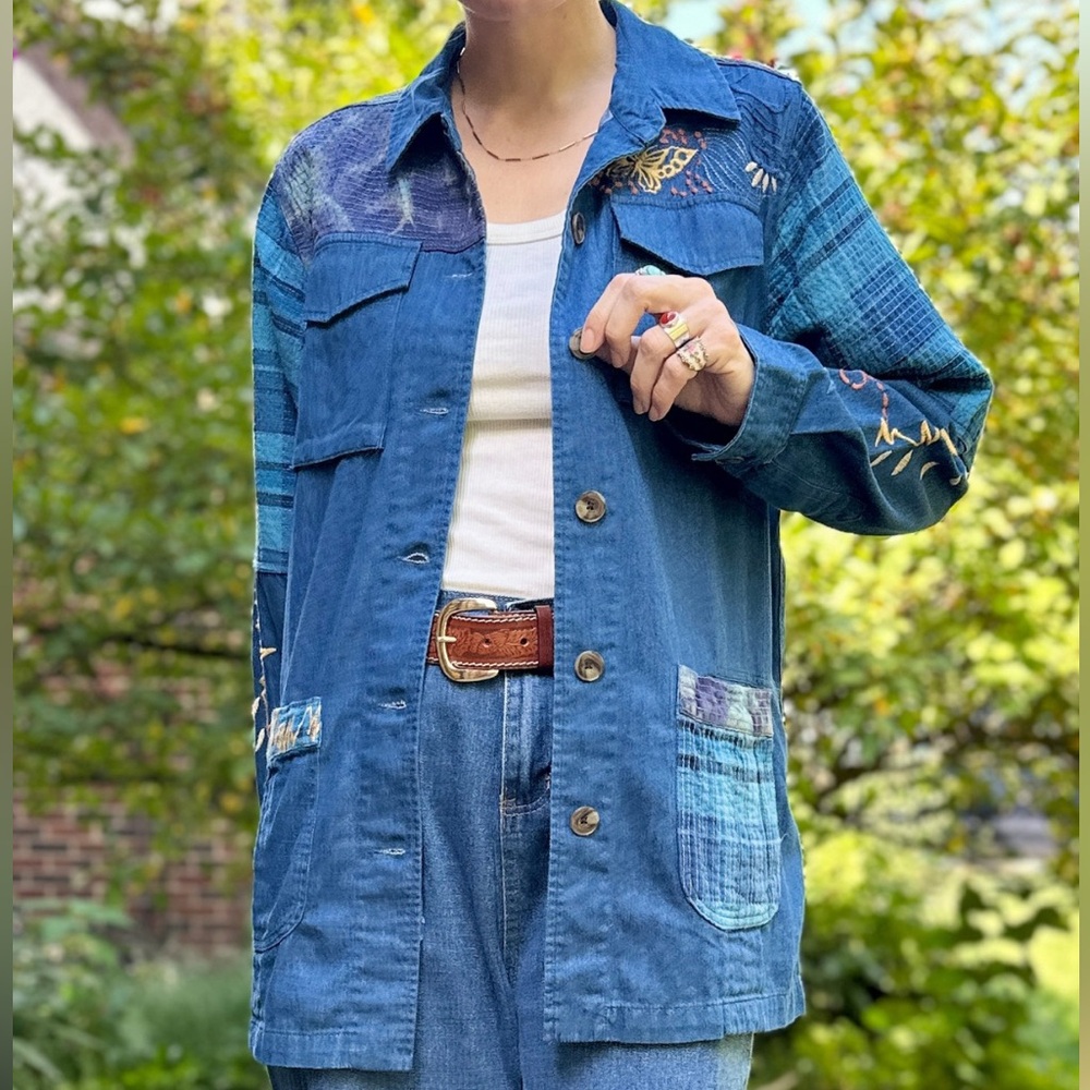 NWT Johnny Was Moonlight Tie Dye Patchwork Military Jacket